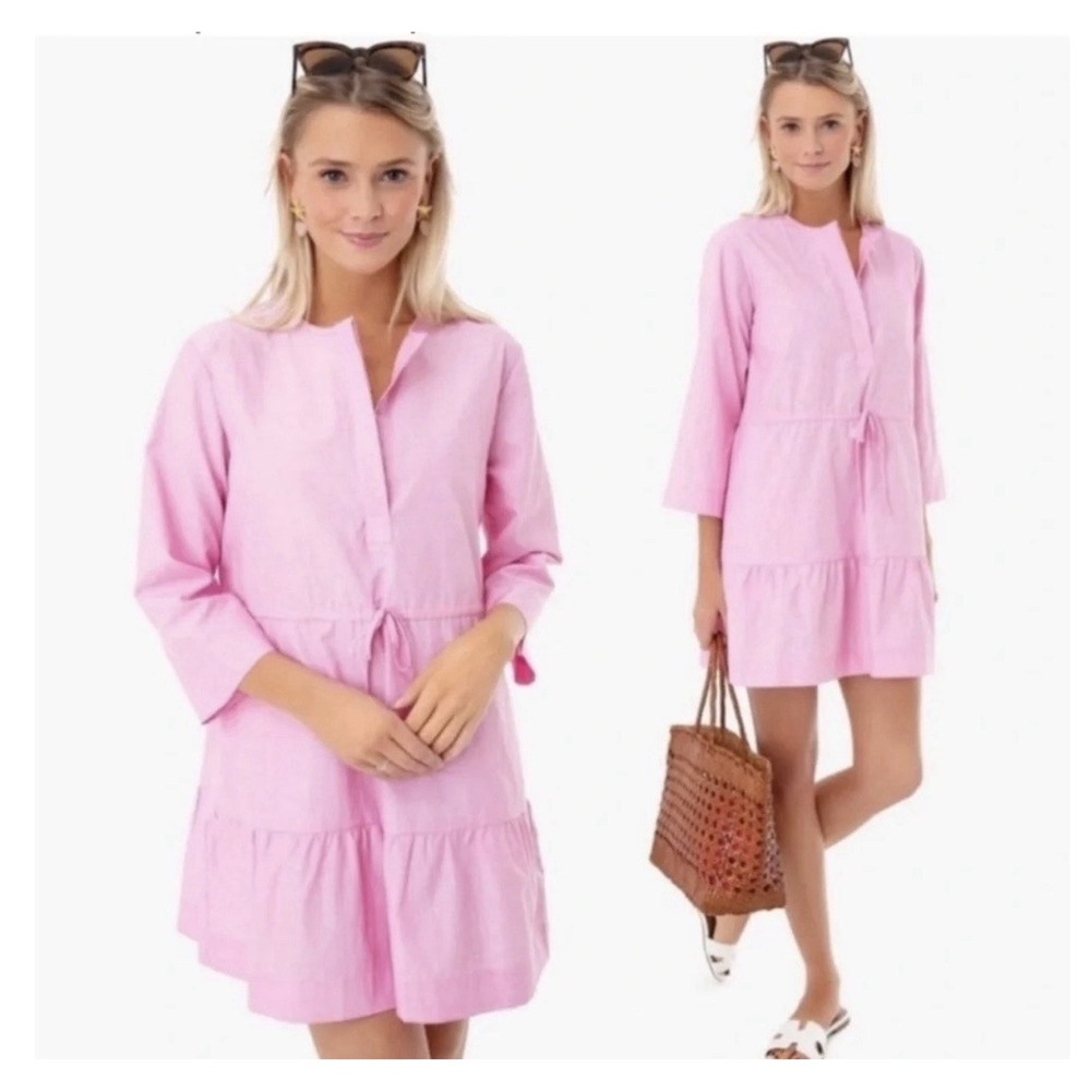 New Tuckernuck Pomander Place Pink Lucy Tiered Mini Dress Womens XS Long Sleeve